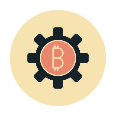 Bitcoin dişli çizgisi simgesi, vektör illüstrasyonu 