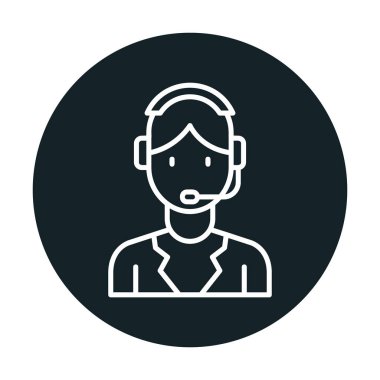 Basit Müşteri Hizmeti Temsilcisi simgesi, vektör illüstrasyonu