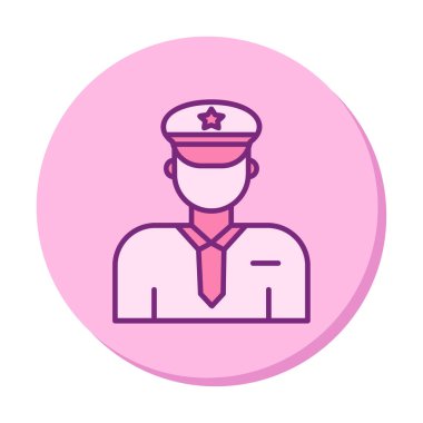 Üniformalı düz simgeli polis memurunun vektör çizimi