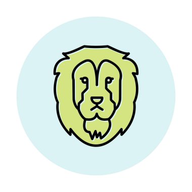 Aslan başı düz simgesi, vektör illüstrasyonu