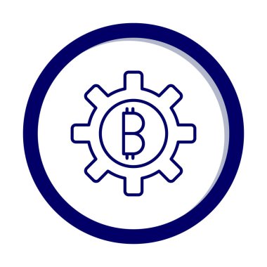 Bitcoin dişli çizgisi simgesi, vektör illüstrasyonu 