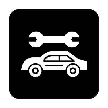 düz araba servis simgesi vektör illüstrasyonu 