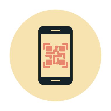 Akıllı Telefon Ekran Web simgesi Qr Kodu, vektör illüstrasyonu 