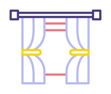 Tiyatro perdeleri simgesi, vektör illüstrasyonu 