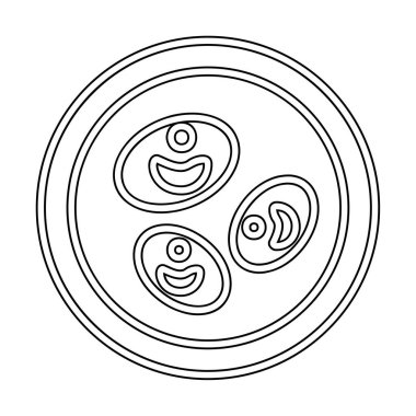 Bakteri petri kabı ve bakteri vektör simgesi 