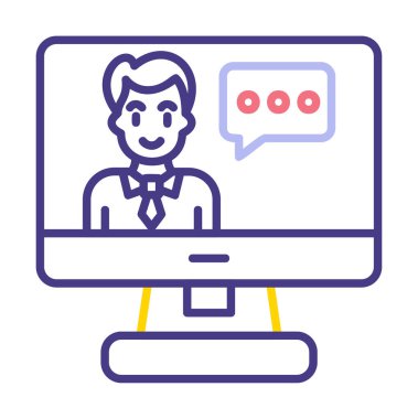 Basit Çevrimiçi Sınıf simgesi, vektör illüstrasyonu