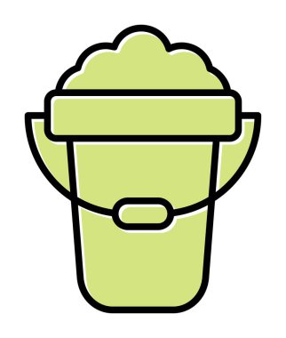 Köpük simgesi olan kova, vektör illüstrasyonu  