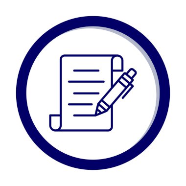 Kalem simgesi ve vektör illüstrasyonlu kağıt sayfası 