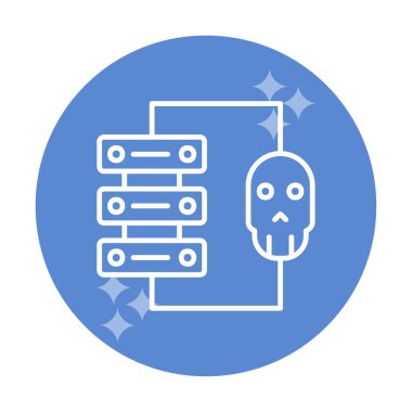 veri merkezi ve Hackleme vektör çizgisi simgesi, imza illüstrasyonu 