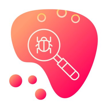 Böcekli büyüteç, virüs tespit simgesi, vektör illüstrasyon tasarımı 