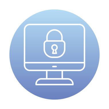 Basit Bilgisayar monitörü Ekran simgesi, vektör illüstrasyonunu kilitle