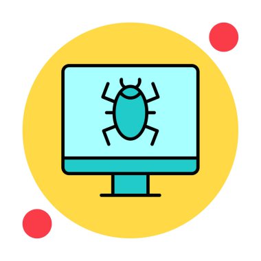 Basit Bilgisayar Virüsü simgesi, vektör illüstrasyonu