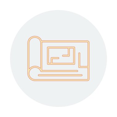 harita düz simgesi, vektör illüstrasyonu