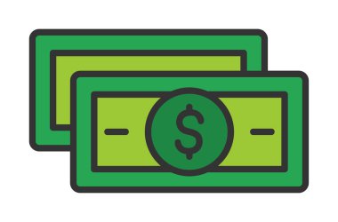 Dolar para çizgisi simgesi, vektör illüstrasyonu