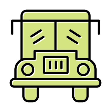 Okul otobüsü. Web simgesi basit illüstrasyon