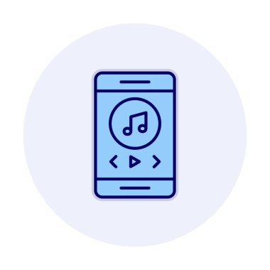 Müzik notası ikon vektör illüstrasyon tasarımı ile akıllı telefon müzik çalıcı                               