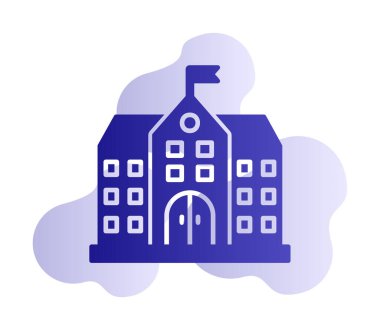 Üniversite binası ikonu. Düz renk tasarımı. vektör illüstrasyonu.                           