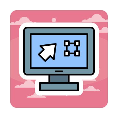 Ekran simgesinde basit Grafik Tasarım uygulaması, vektör illüstrasyonu