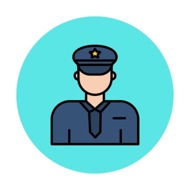 Üniformalı düz simgeli polis memurunun vektör çizimi
