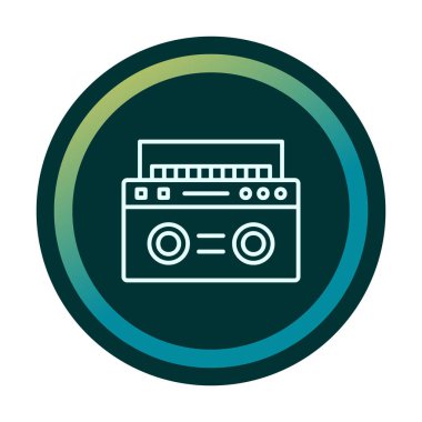  Boombox düz simgesi, vektör çizimi