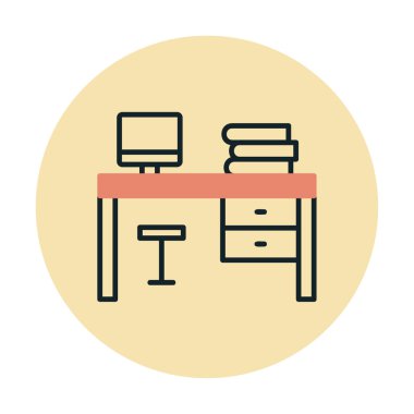 ofis masası simgesi, basit vektör illüstrasyonu