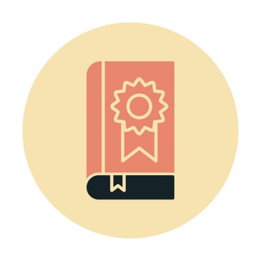 Kitap Madalyası simgesi, vektör illüstrasyonu 