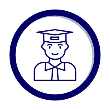 mezun düz ikon. Düz biçimli öğrencinin vektör düz çizimi