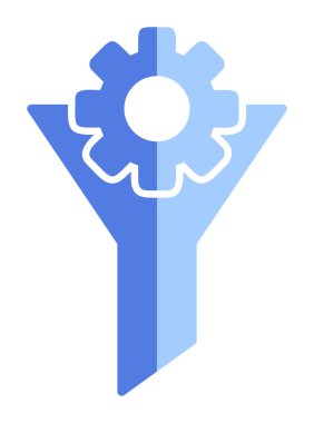 Vites simgesiyle filtre hunisi, vektör illüstrasyonu