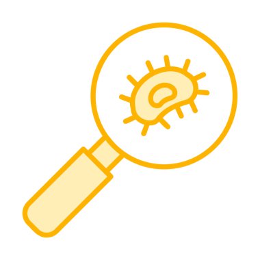 Büyüteç cam simgesi, vektör illüstrasyonu ile Bakteri Araştırması  