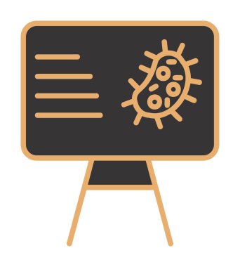 Bakteri simgesi ve vektör illüstrasyonlu sunum tahtası