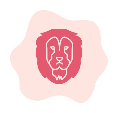 Aslan başı düz simgesi, vektör illüstrasyonu