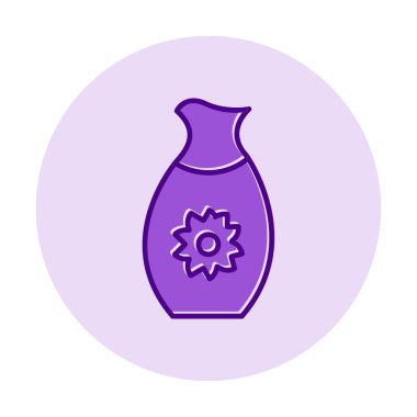 Vektör illüstrasyonu, sakeli kavanoz ikonu, Japon geleneksel alkol içeceği. 