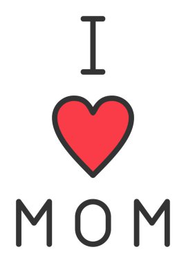 Annemi seviyorum. Düz ikon, vektör çizimi. 