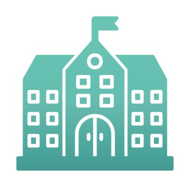 Üniversite binası ikonu. Düz renk tasarımı. vektör illüstrasyonu.                           