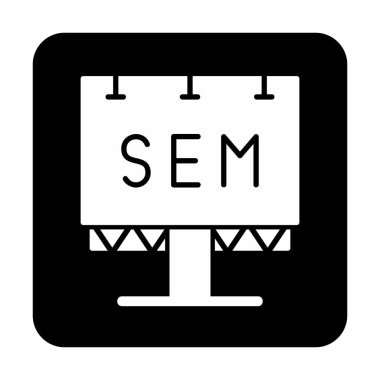 SEM ile Billboard simgesinin vektör illüstrasyonu  