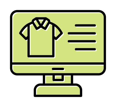 Basit Kumaş Çevrimiçi Alışveriş simgesi, vektör illüstrasyonu