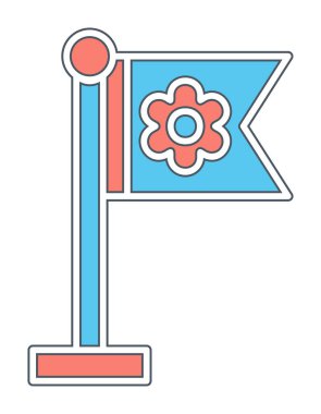 Sakura bayrak simgesi, vektör illüstrasyonu 