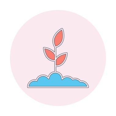 Yer simgesinde büyüyen bitki, vektör illüstrasyonu 