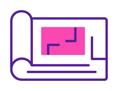 harita düz simgesi, vektör illüstrasyonu