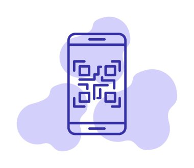 Akıllı Telefon Ekran Web simgesi Qr Kodu, vektör illüstrasyonu 