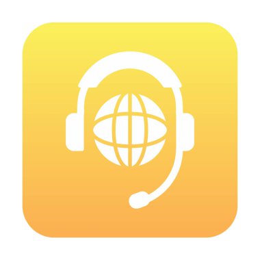 Kulaklık simgesinde Dünya küresi, vektör illüstrasyonu 