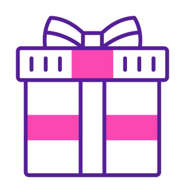 Hediye ikonlu kutu. Düz stil. Vektör çizimi. beyaz arkaplanda izole.