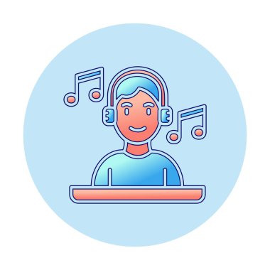 DJ avatar web simgesi, vektör illüstrasyonu 