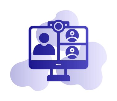 Basit çevrimiçi toplantı simgesi, vektör illüstrasyonu