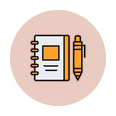 Çizim defteri ve kalem simgesi, vektör illüstrasyonu  