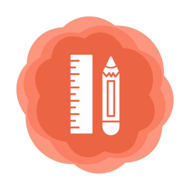 Kalem ve cetveli satırı simgesi, vektör çizim