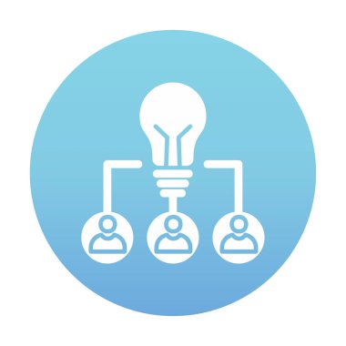 Takım Fikri, ampul ve iş dünyası ikonu, vektör illüstrasyonu