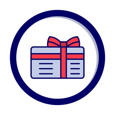 Kurdeleli hediye kutusu ve yay düz simge, vektör illüstrasyonu