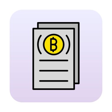 Belgeler ve bitcoin simgesinin vektör illüstrasyonu 