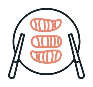 Tabak simgesinde suşi, vektör illüstrasyonu